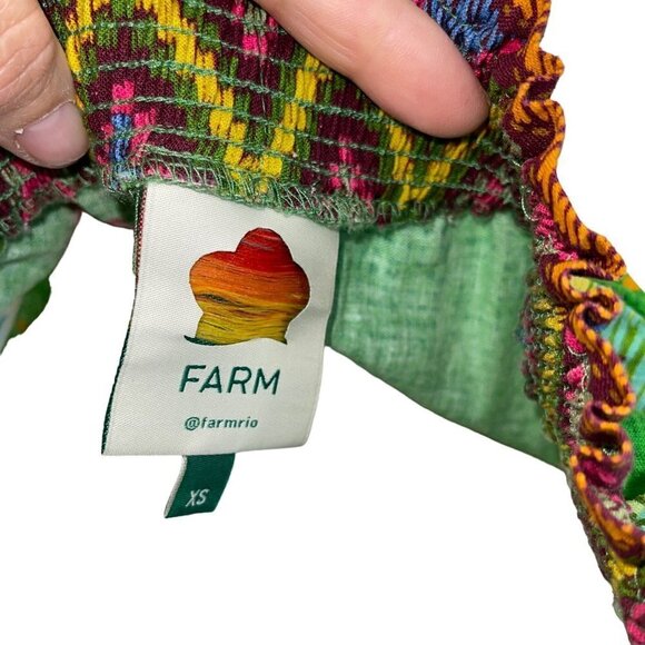 Farm Rio Womens Dress Size XS Green Off The Shoulder Tropical Midi Button Up - Picture 4 of 10